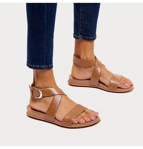 Sandal Tali Belakang Tali Pergelangan Kaki Kulit Gracie Buckle